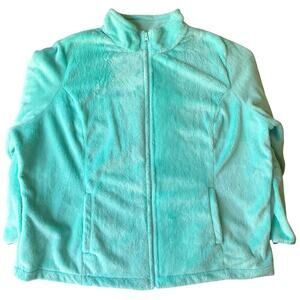 Made for Life Women Cozy Jacket Plus size 3X Full Zip Brushed Fleece Bright Blue